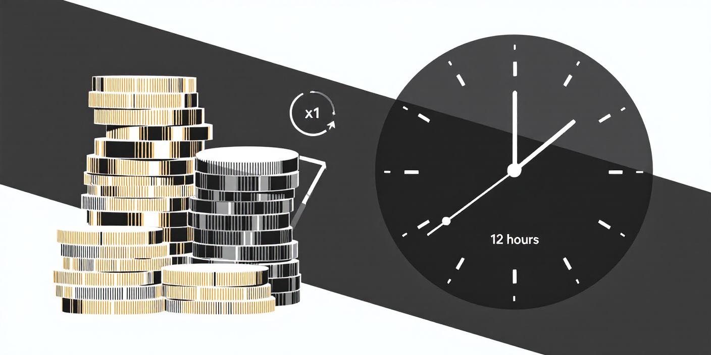 Monedas y un reloj simbolizando costo y duración de uso.