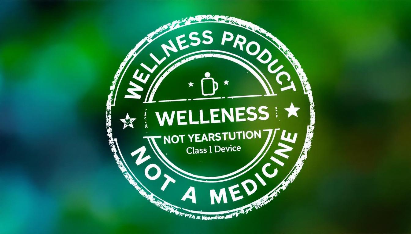 Sello de no aprobación FDA para productos de bienestar.